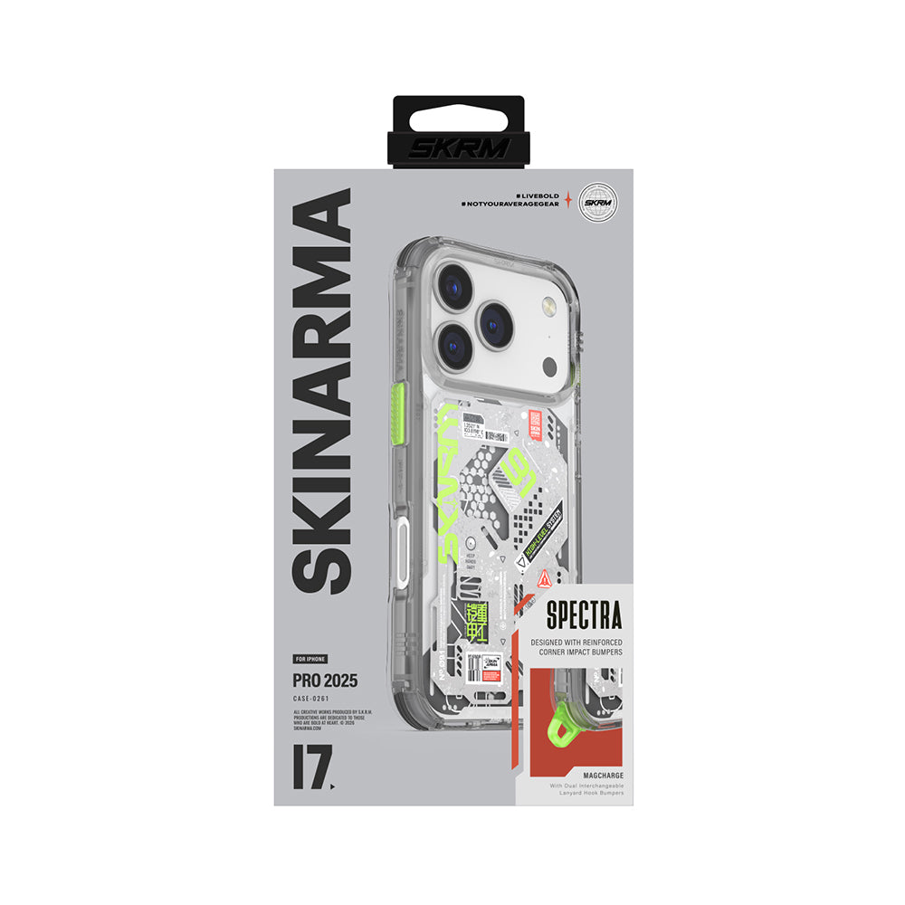 Apple iPhone 17 Pro Kılıf Desenli Airbag Tasarımlı Skinarma Spectra Kapak Beyaz