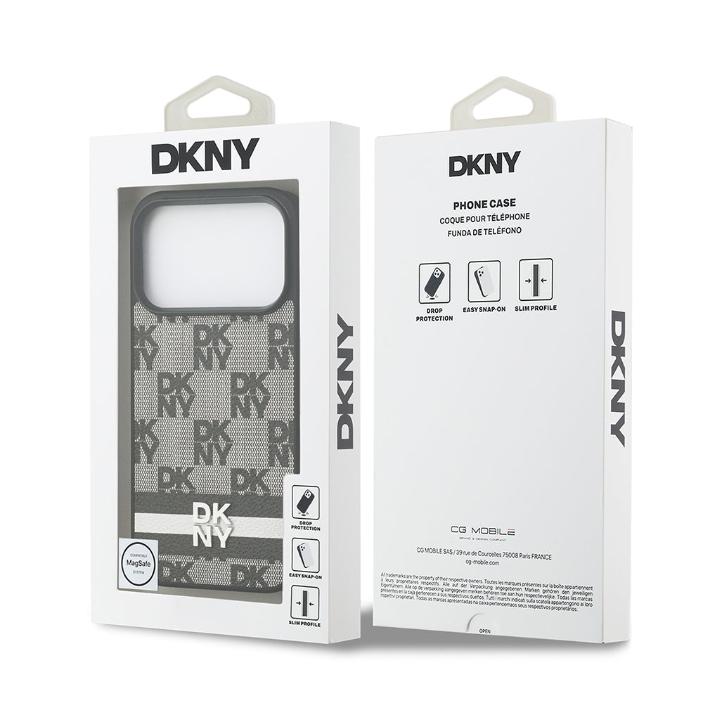 Apple iPhone 17 Pro Kılıf DKNY Orjinal Lisanslı M-safe Şarj Özellikli 3D Yazılı Metal Logolu Kapak Siyah