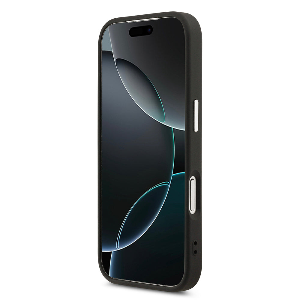 Apple iPhone 17 Pro Kılıf DKNY Orjinal Lisanslı M-safe Şarj Özellikli PU Deri Kabartmalı Kapak Siyah