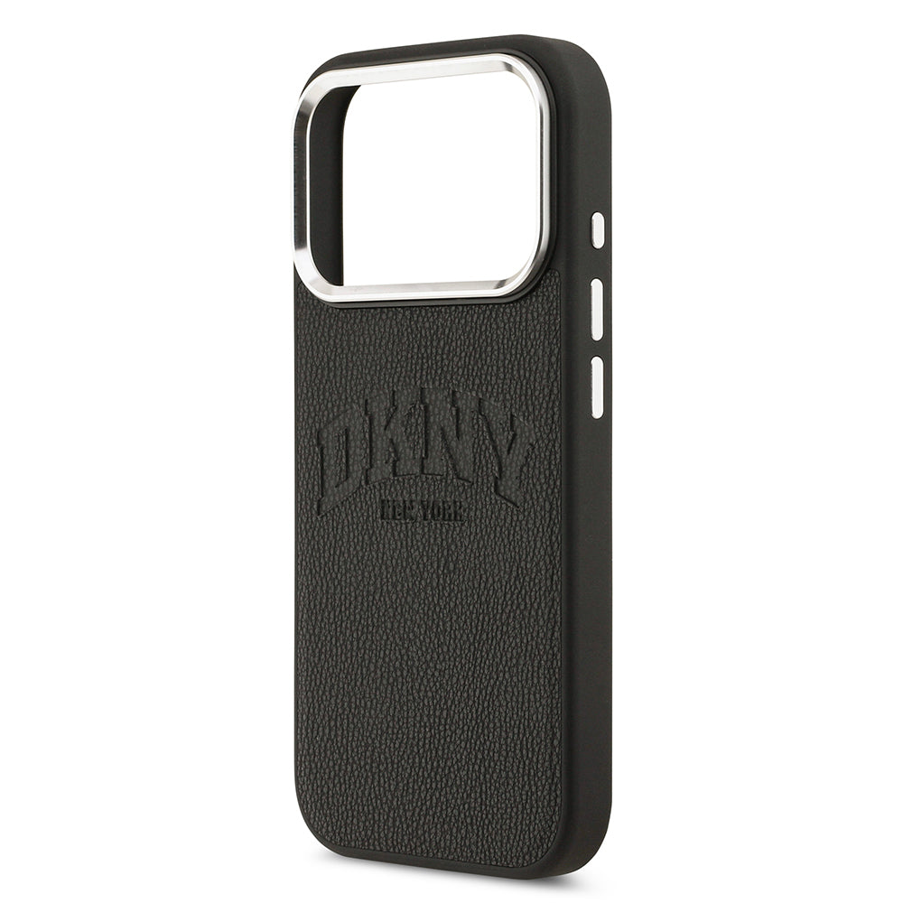 Apple iPhone 17 Pro Kılıf DKNY Orjinal Lisanslı M-safe Şarj Özellikli PU Deri Kabartmalı Kapak Bej