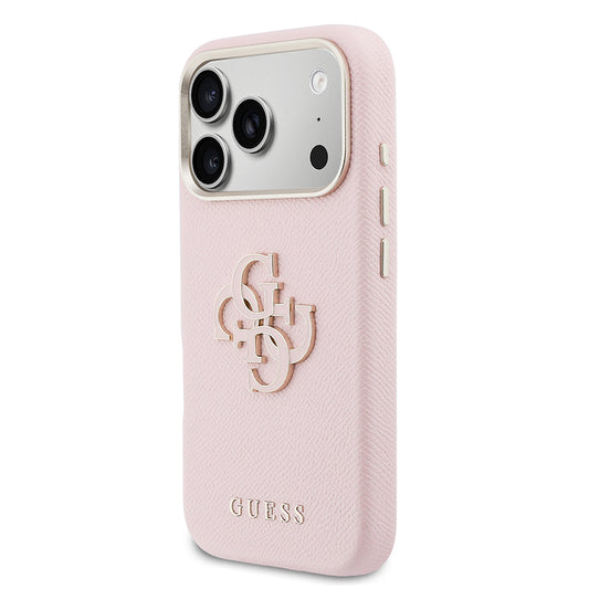Apple iPhone 17 Pro Kılıf Guess Orjinal Lisanslı 4G Büyük Metal Kamera Çerçeveli PU Deri Resin Kapak