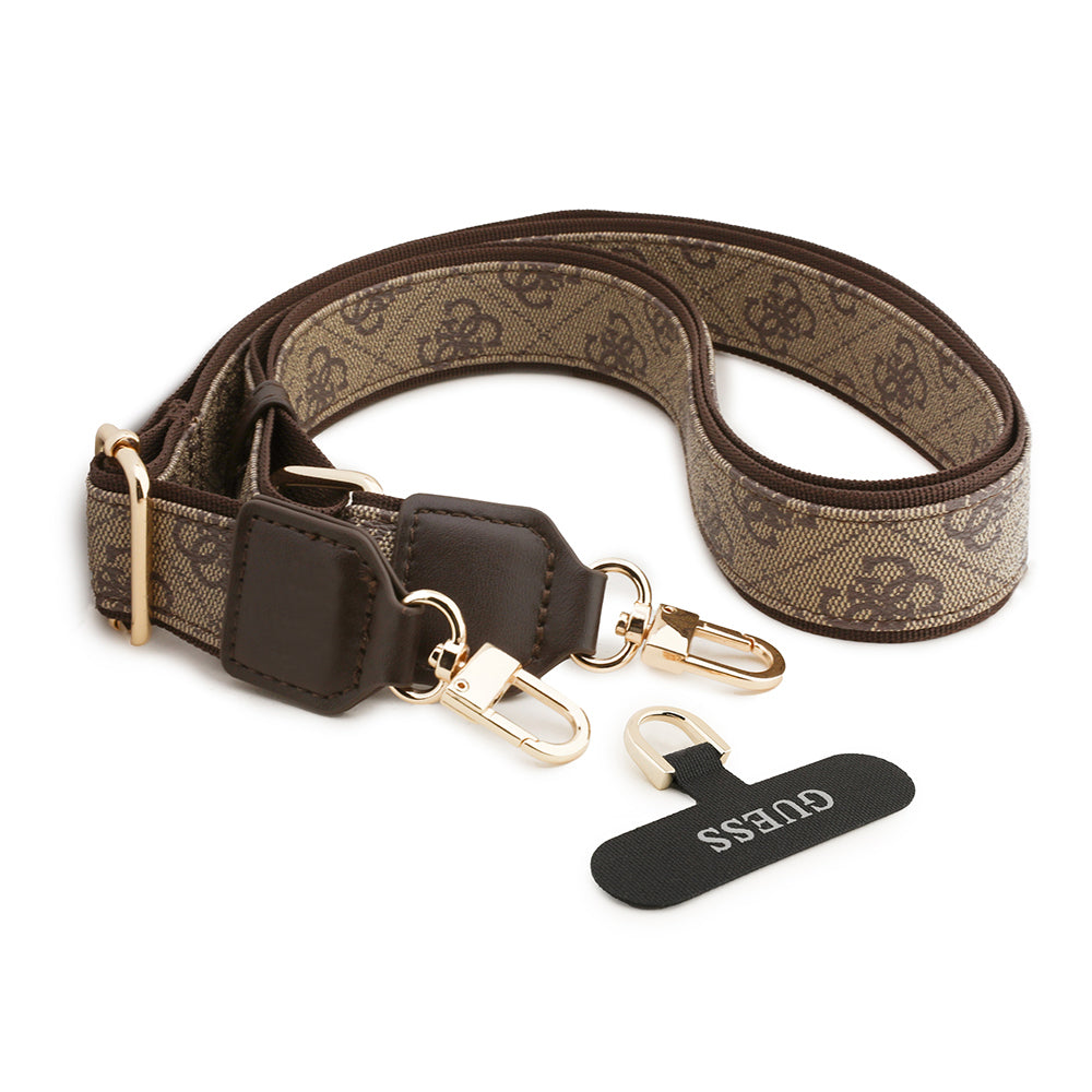 Apple iPhone 17 Pro Kılıf Guess Orjinal Lisanslı 4G Büyük Metal Logolu Kalın Askılı Kapak Kahverengi