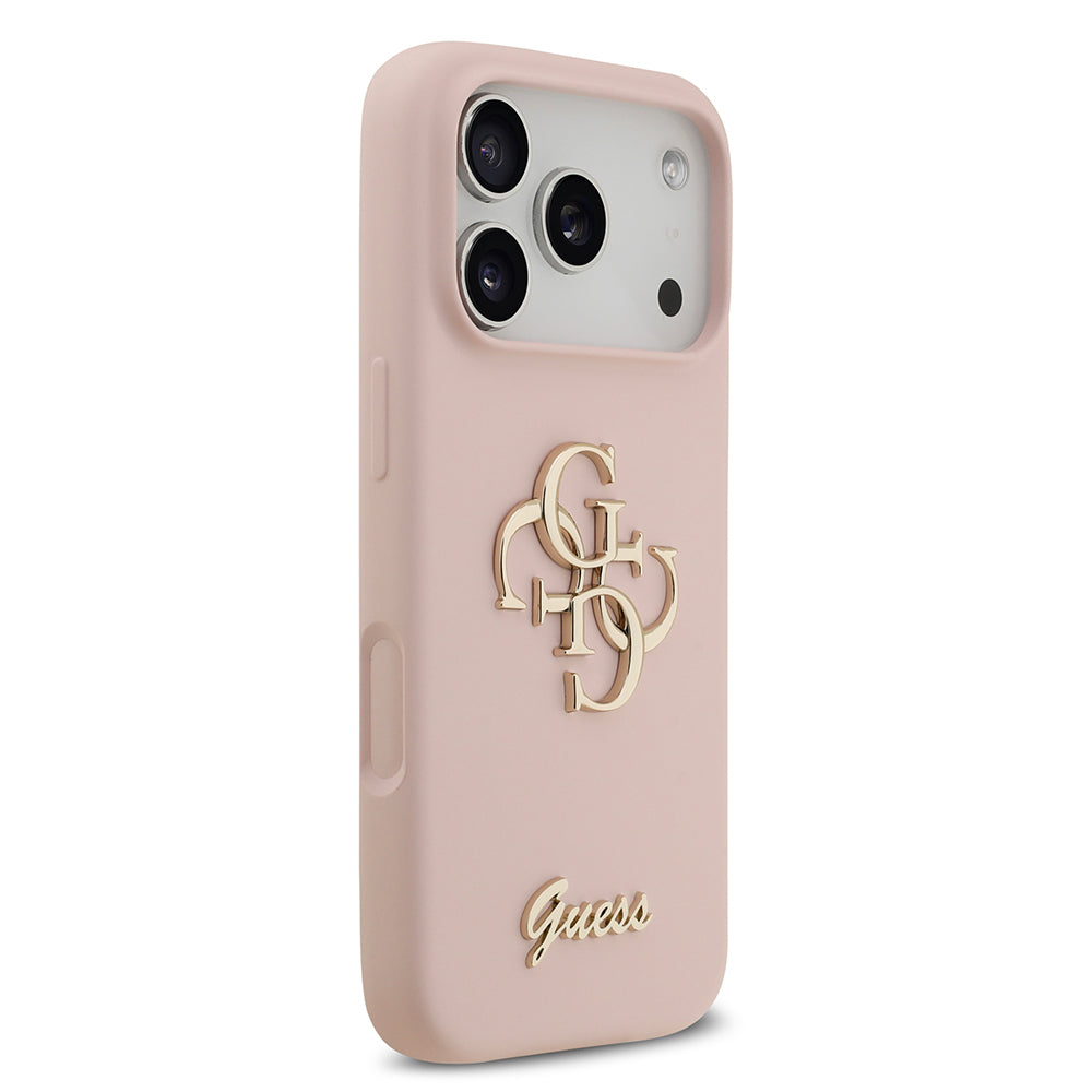 Apple iPhone 17 Pro Kılıf Guess Orjinal Lisanslı Grained Yazı Logolu Kapak Kahverengi