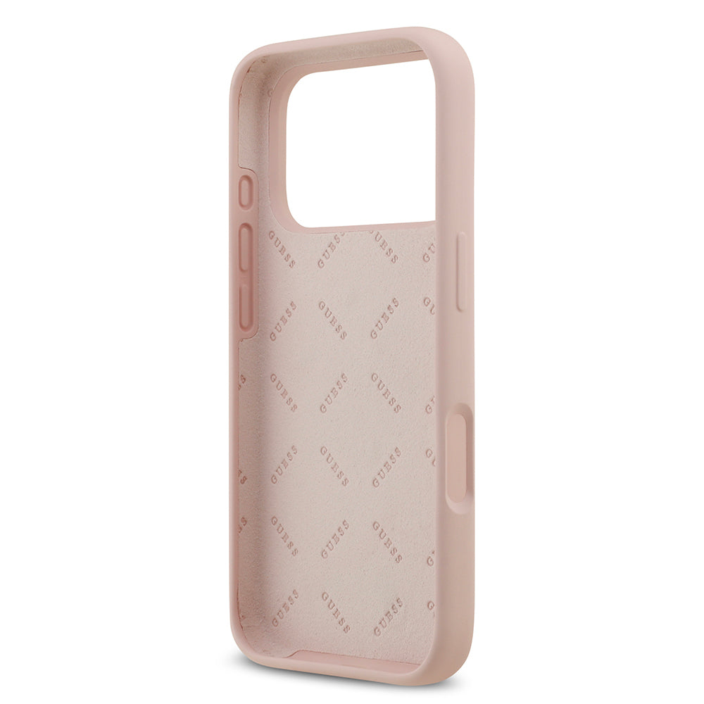 Apple iPhone 17 Pro Kılıf Guess Orjinal Lisanslı Grained Yazı Logolu Kapak Kahverengi