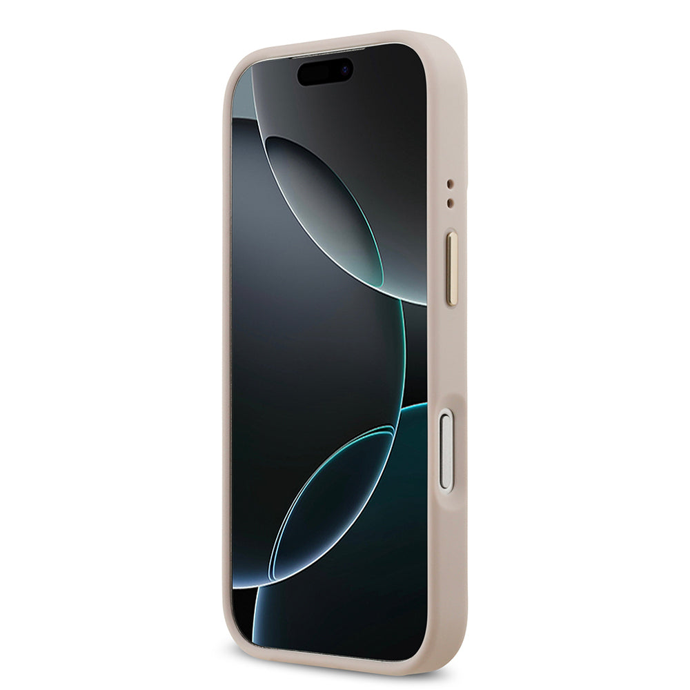 Apple iPhone 17 Pro Kılıf Guess Orjinal Lisanslı M-safe Şarj Özellikli 4G Desenli PU Metal Plaka Klasik Logolu Kapak Siyah