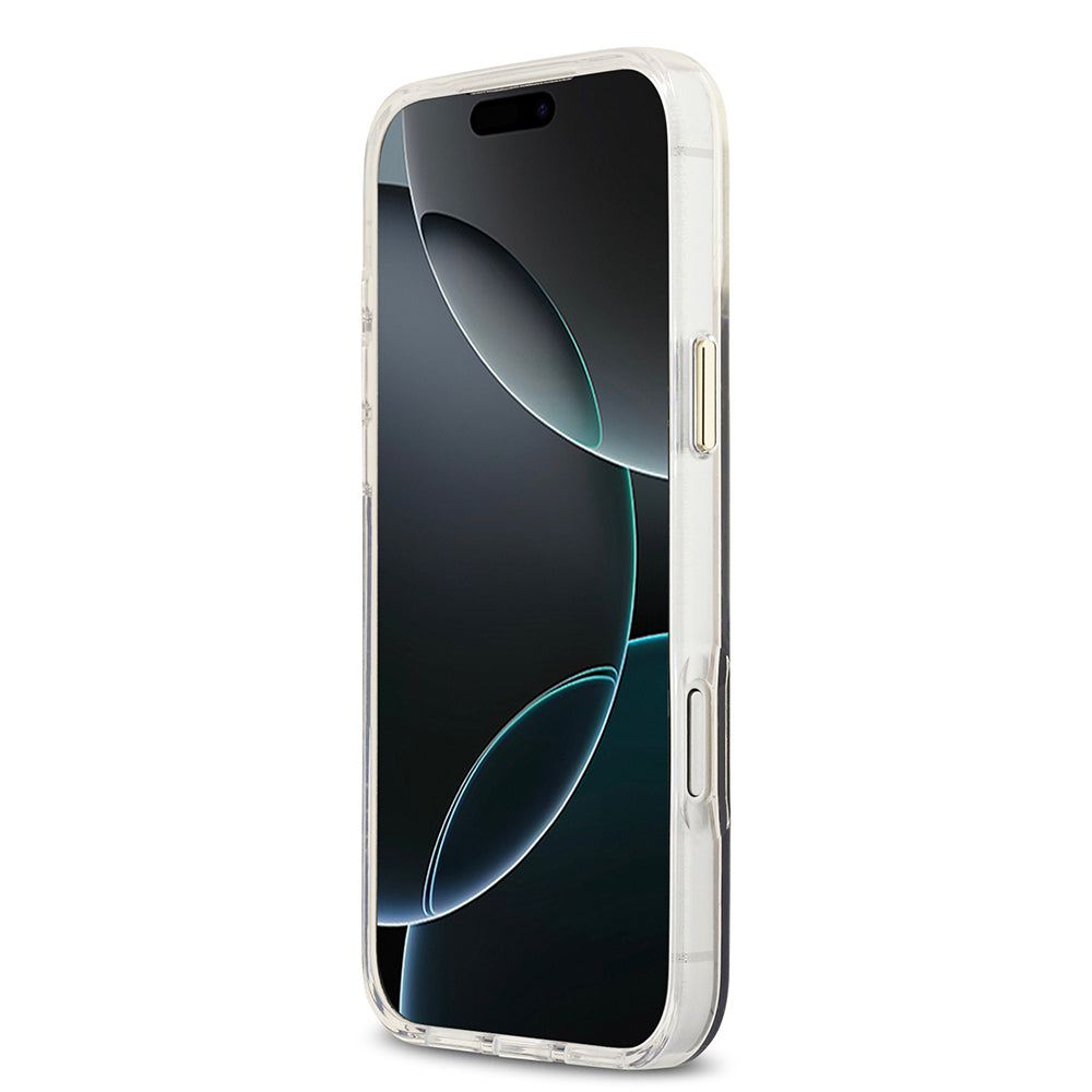 Apple iPhone 17 Pro Kılıf Guess Orjinal Lisanslı M-safe Şarj Özellikli 4G Desenli Simli Silikon Kapak Mor