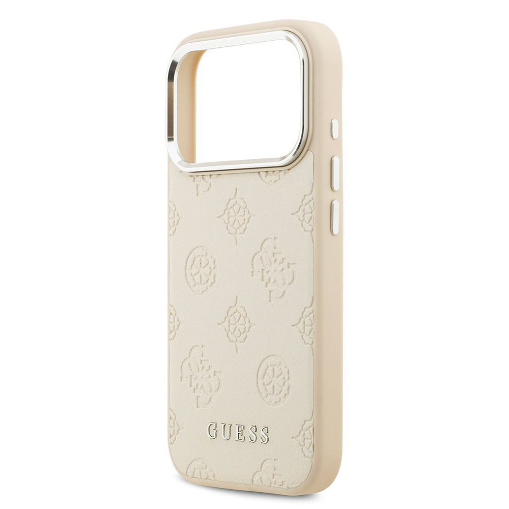 Apple iPhone 17 Pro Kılıf Guess Orjinal Lisanslı M-safe Şarj Özellikli Sıcak Baskılı Klasik Yazı Logolu PU Deri Peony Kapak Siyah