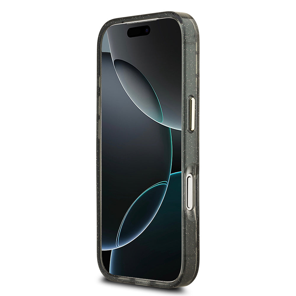 Apple iPhone 17 Pro Kılıf Guess Orjinal Lisanslı M-safe Şarj Özellikli Simli Çiçek Desenli Metal Kamera Çerçeveli Üçgen Logolu Kapak Mor