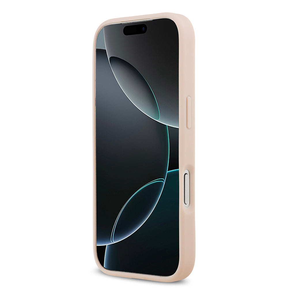 Apple iPhone 17 Pro Kılıf Guess Orjinal Lisanslı M-safe Şarj Özellikli Taneli Çiçek Tasarımlı Metal Yazı Logolu Kapak Siyah