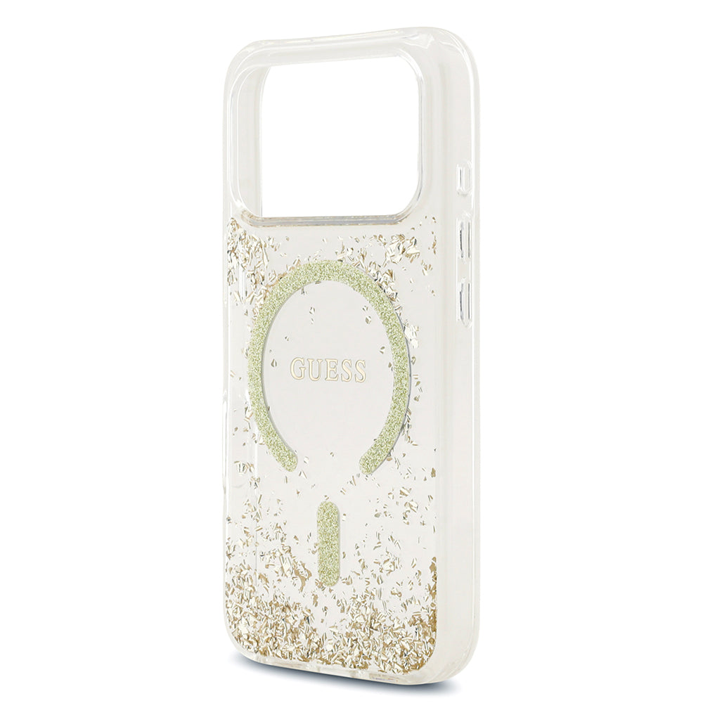 Apple iPhone 17 Pro Kılıf Guess Orjinal Lisanslı M-safe Şarj Özellikli Transparan Resin Bottom Kapak Gold