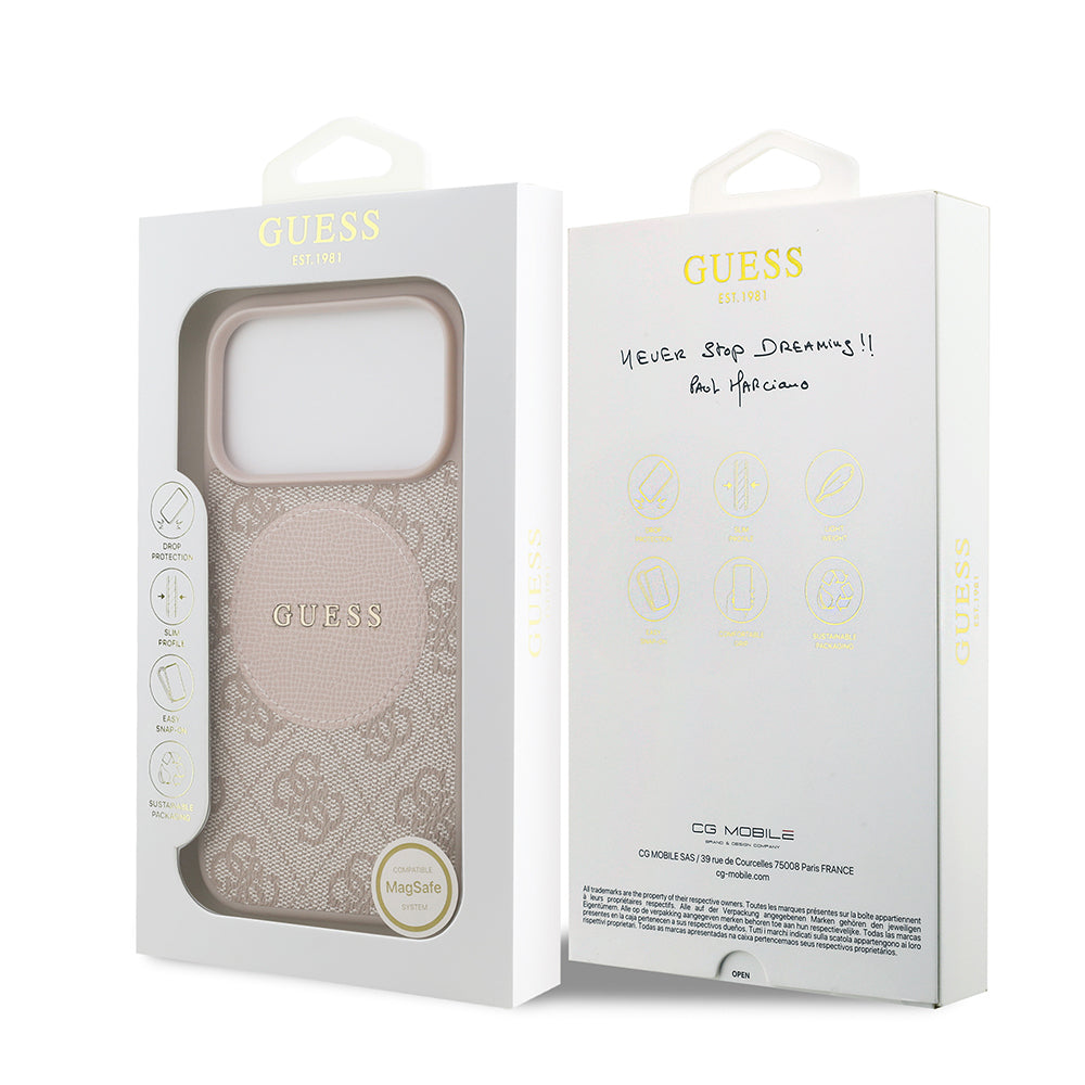 Apple iPhone 17 Pro Kılıf Guess Orjinal Lisanslı M-safe Şarj Özellikli Yazı Logolu Circle Classic Kapak  Siyah