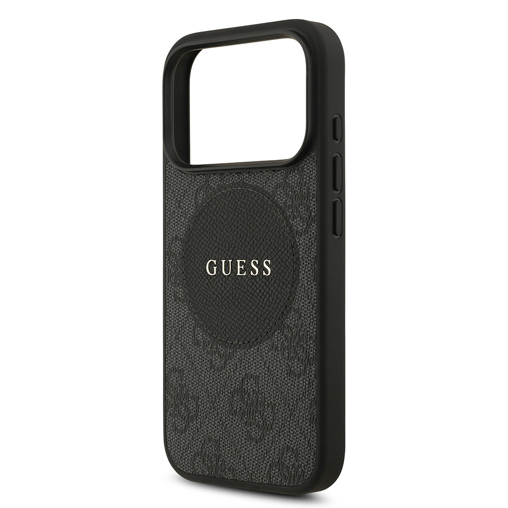 Apple iPhone 17 Pro Kılıf Guess Orjinal Lisanslı M-safe Şarj Özellikli Yazı Logolu Circle Classic Kapak  Pembe