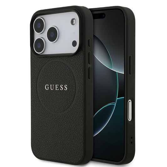 Apple iPhone 17 Pro Kılıf Guess Orjinal Lisanslı M-safe Şarj Özellikli Yazı Logolu PU Deri Kapak