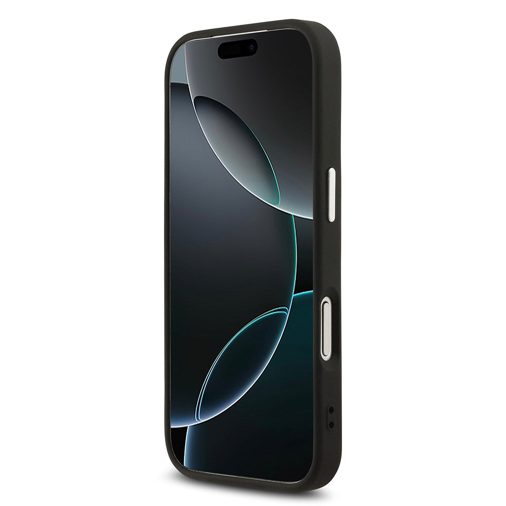 Apple iPhone 17 Pro Kılıf Karl Lagerfeld Orjinal Lisanslı M-safe Şarj Özellikli Metal Kamera ve Buton Tasarımlı Choupette PU Deri Kapak Siyah