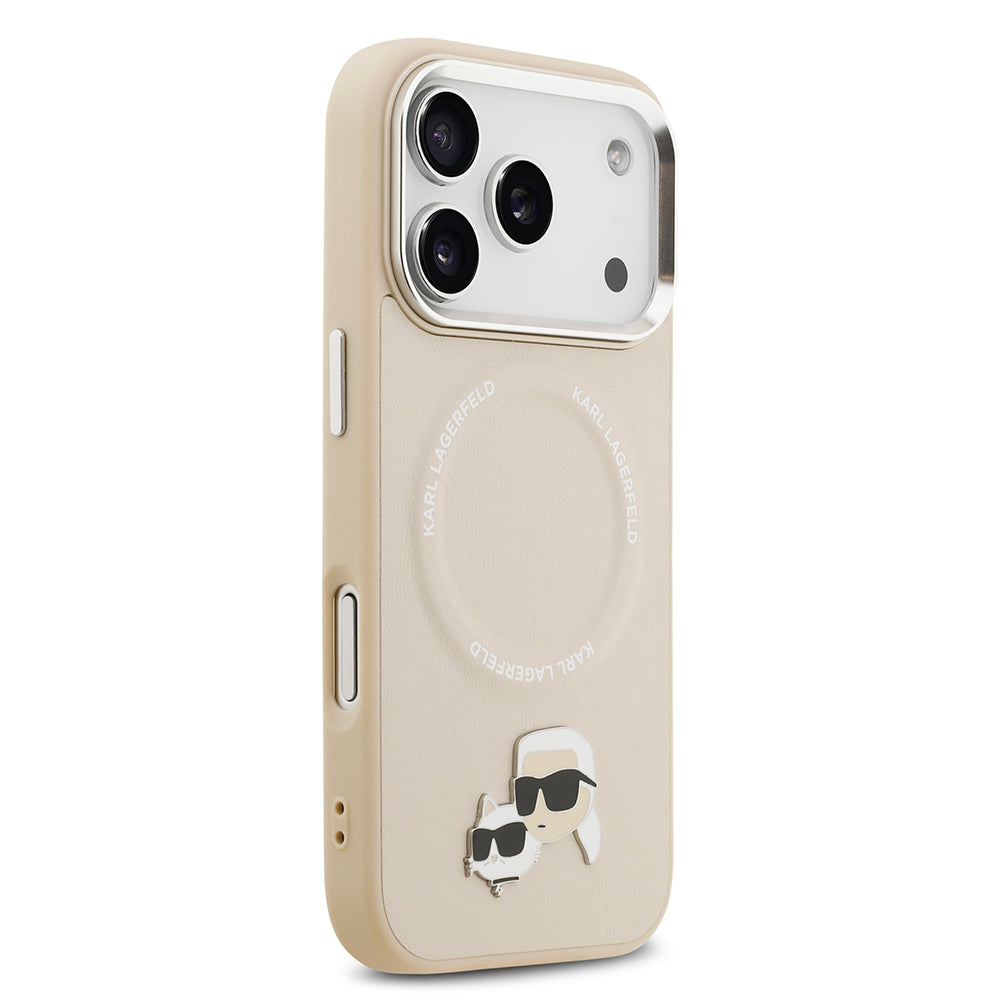 Apple iPhone 17 Pro Kılıf Karl Lagerfeld Orjinal Lisanslı M-safe Şarj Özellikli Metal Kamera ve Buton Tasarımlı K&C PU Deri Kapak Siyah