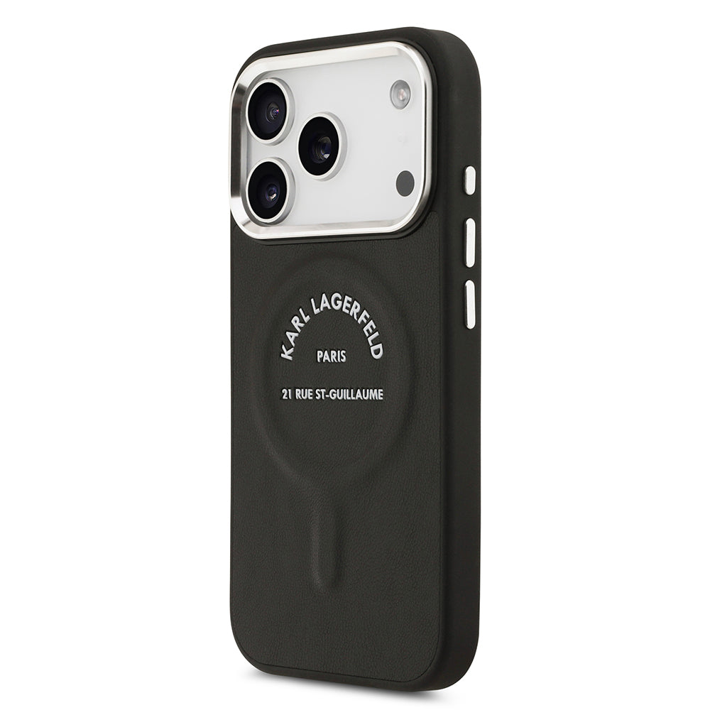 Apple iPhone 17 Pro Kılıf Karl Lagerfeld Orjinal Lisanslı M-safe Şarj Özellikli Metal Kamera ve Buton Tasarımlı Paris RSG PU Deri Kapak Kahverengi