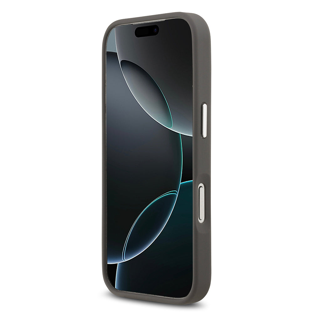 Apple iPhone 17 Pro Kılıf Karl Lagerfeld Orjinal Lisanslı Metal Logolu K&C Heads Pin Kapak Gri