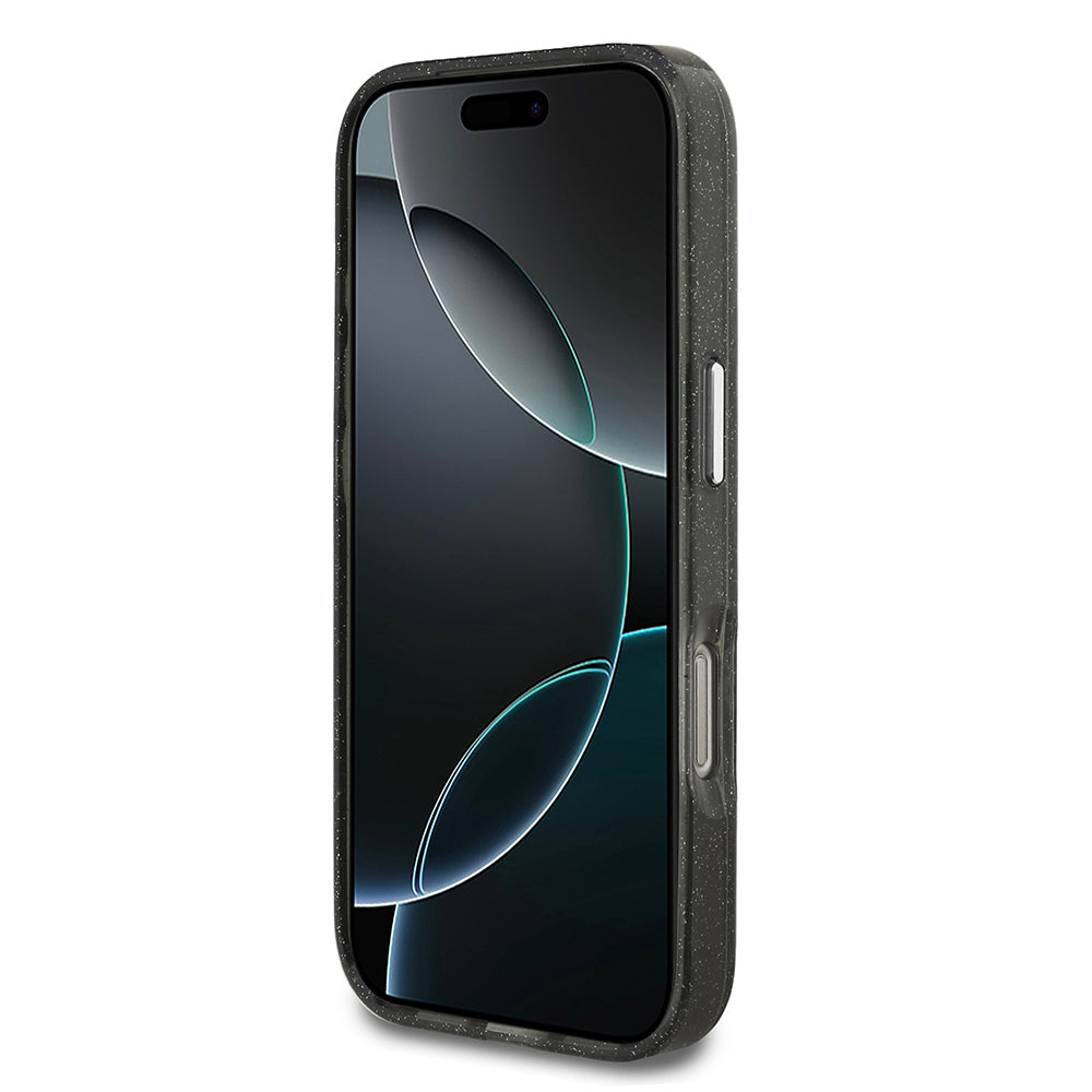 Apple iPhone 17 Pro Kılıf Karl Lagerfeld Orjinal Lisanslı Parlayan Simli Karl & Choupette Heads Kapak Siyah