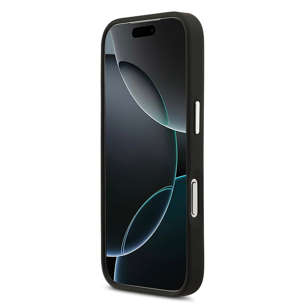 Apple iPhone 17 Pro Kılıf Lacoste Orjinal Lisanslı M-safe Şarj Özellikli Champs Elysees PU Deri Tasarımlı Kapak Siyah