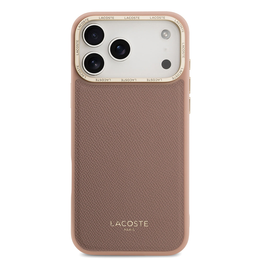 Apple iPhone 17 Pro Kılıf Lacoste Orjinal Lisanslı M-safe Şarj Özellikli Champs Elysees PU Deri Tasarımlı Kapak