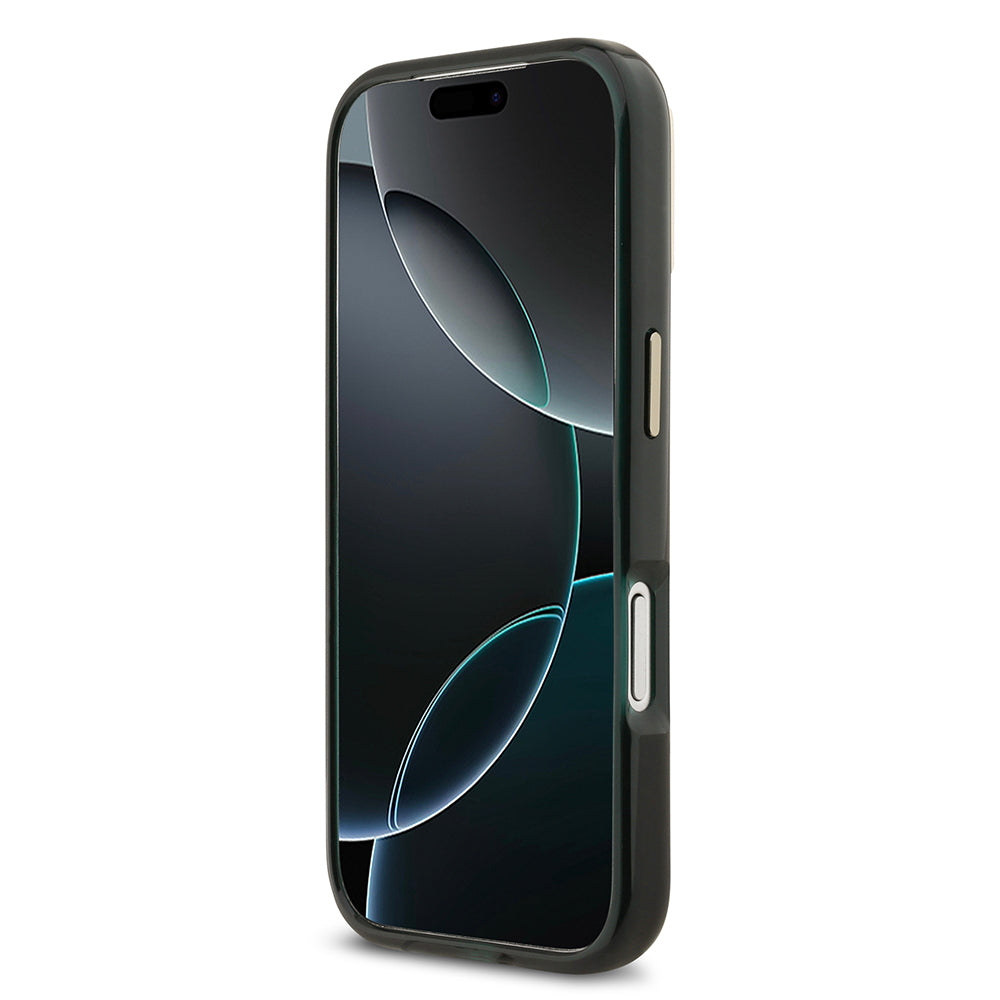 Apple iPhone 17 Pro Kılıf Lacoste Orjinal Lisanslı M-safe Şarj Özellikli Gold Timsah Logolu Buzlu Kapak Siyah