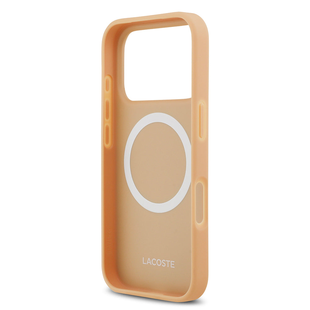 Apple iPhone 17 Pro Kılıf Lacoste Orjinal Lisanslı M-safe Şarj Özellikli PU Deri Tasarımlı Karışık Monogram Desenli Kapak  Siyah