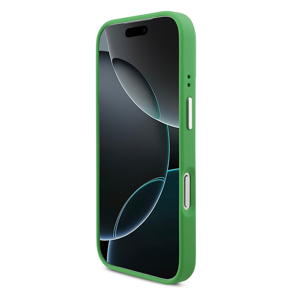 Apple iPhone 17 Pro Kılıf Lacoste Orjinal Lisanslı M-safe Şarj Özellikli PU Pike Desenli Standlı Metal Logolu Kapak Koyu Yeşil