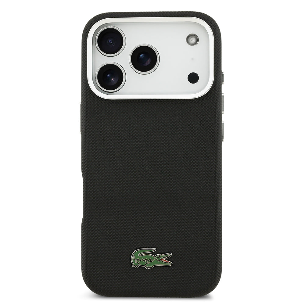 Apple iPhone 17 Pro Kılıf Lacoste Orjinal Lisanslı M-Safe Şarj Özellikli PVC Pike Desenli Arka Yüzey İkonik Timsah Dokuma Logolu Kapak
