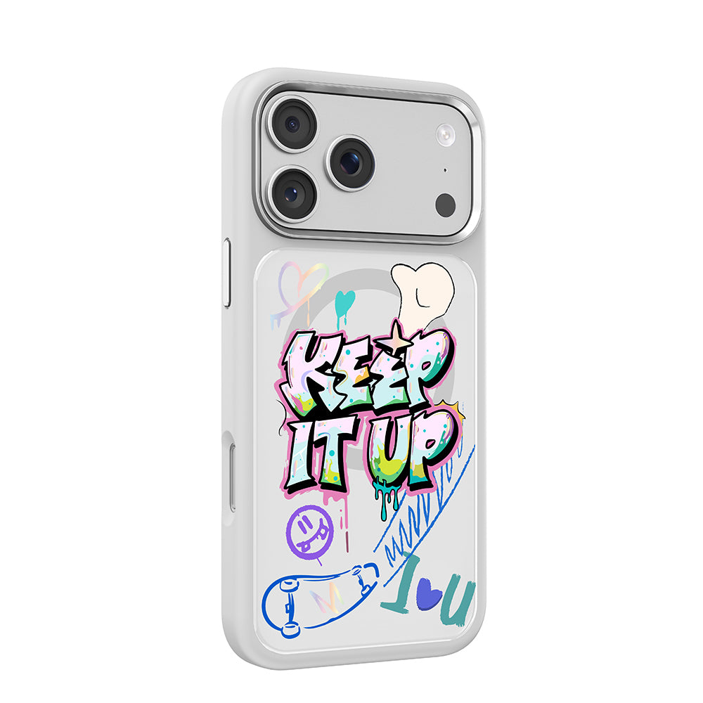 Apple iPhone 17 Pro Kılıf M-safe Şarj Özellikli 3D Baskılı Tasarım Mutural Graffiti Serisi Kapak
