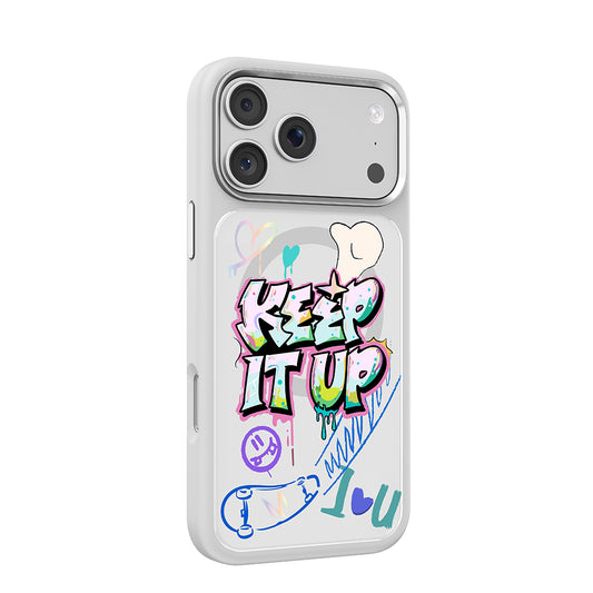 Apple iPhone 17 Pro Kılıf M-safe Şarj Özellikli 3D Baskılı Tasarım Mutural Graffiti Serisi Kapak