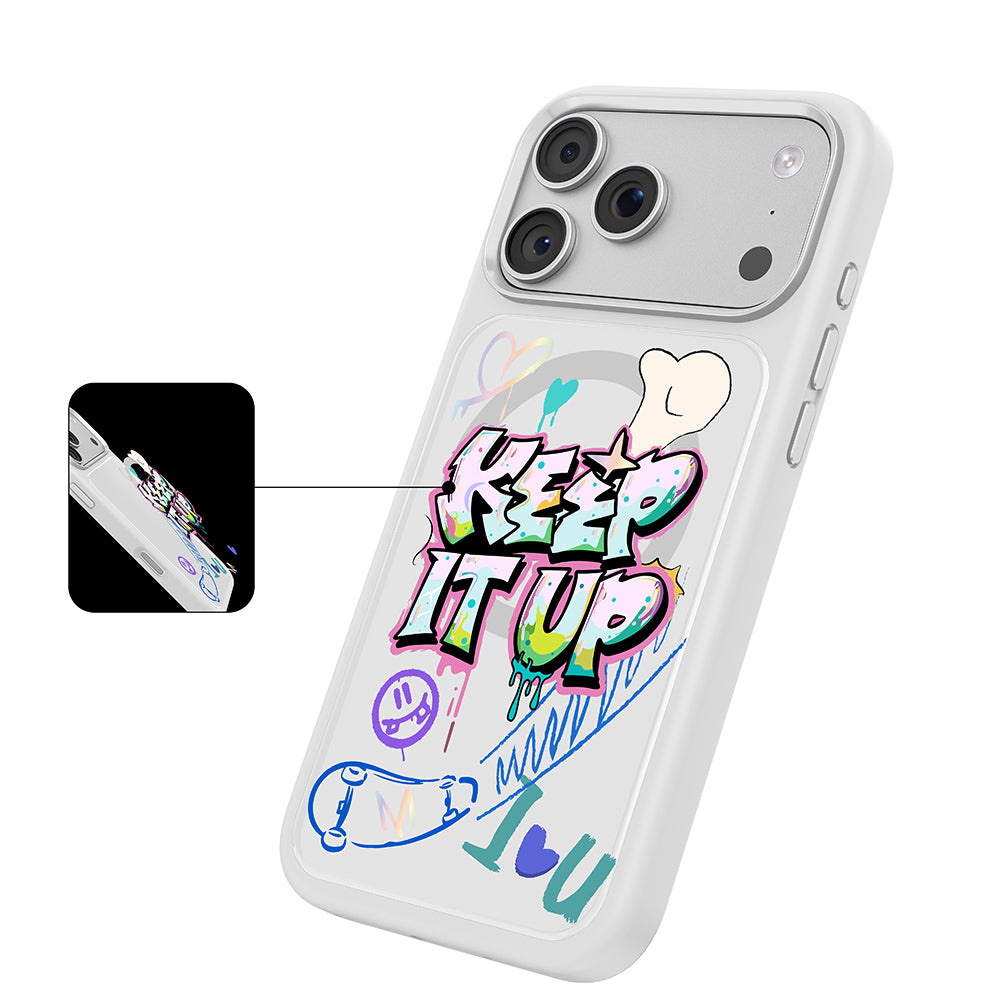 Apple iPhone 17 Pro Kılıf M-safe Şarj Özellikli 3D Baskılı Tasarım Mutural Graffiti Serisi Kapak