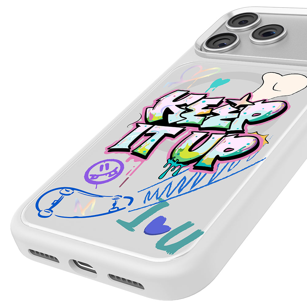 Apple iPhone 17 Pro Kılıf M-safe Şarj Özellikli 3D Baskılı Tasarım Mutural Graffiti Serisi Kapak
