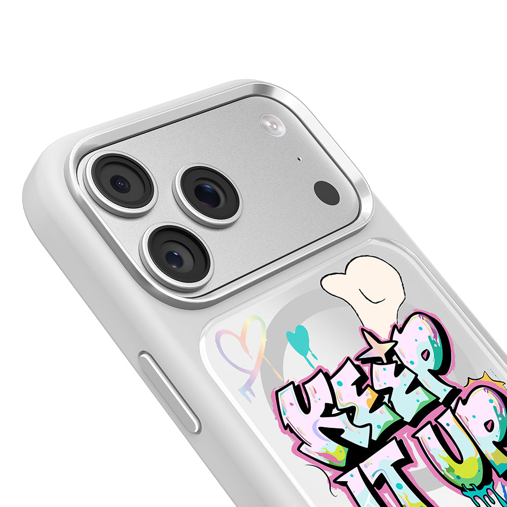 Apple iPhone 17 Pro Kılıf M-safe Şarj Özellikli 3D Baskılı Tasarım Mutural Graffiti Serisi Kapak