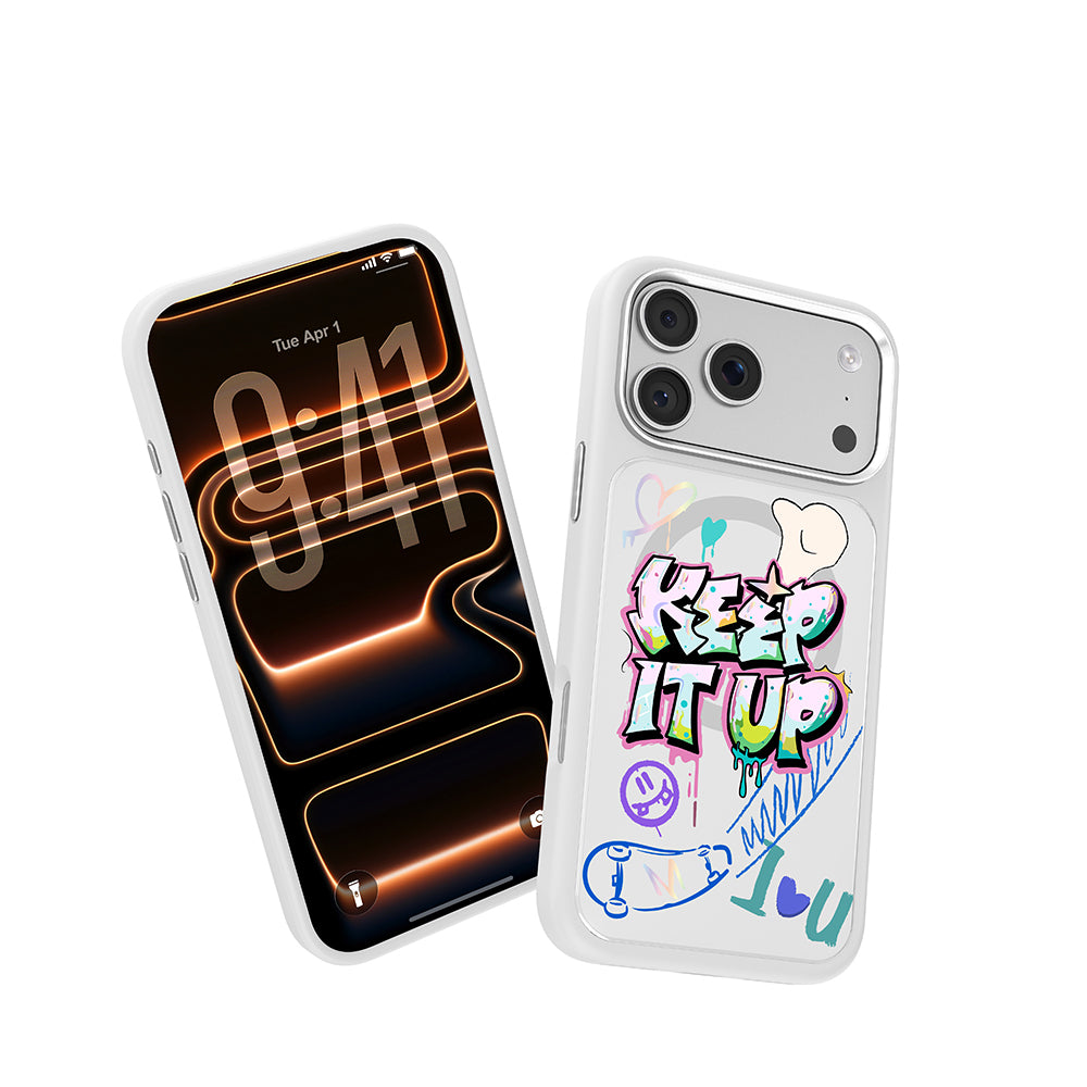 Apple iPhone 17 Pro Kılıf M-safe Şarj Özellikli 3D Baskılı Tasarım Mutural Graffiti Serisi Kapak
