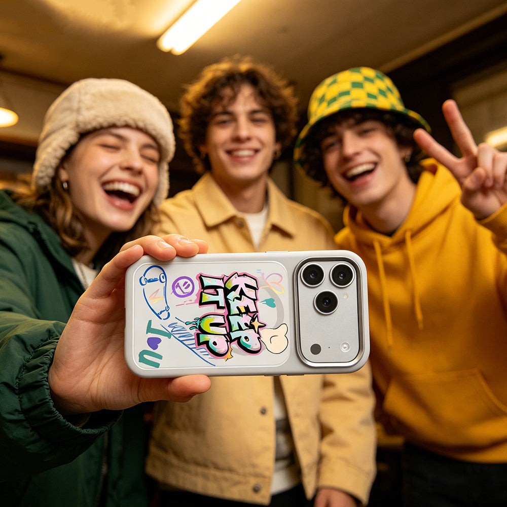 Apple iPhone 17 Pro Kılıf M-safe Şarj Özellikli 3D Baskılı Tasarım Mutural Graffiti Serisi Kapak