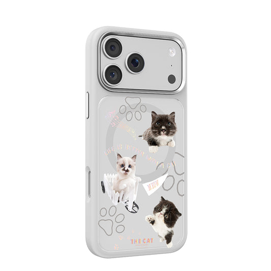 Apple iPhone 17 Pro Kılıf M-safe Şarj Özellikli 3D Baskılı Tasarım Mutural The Cat Serisi Kapak