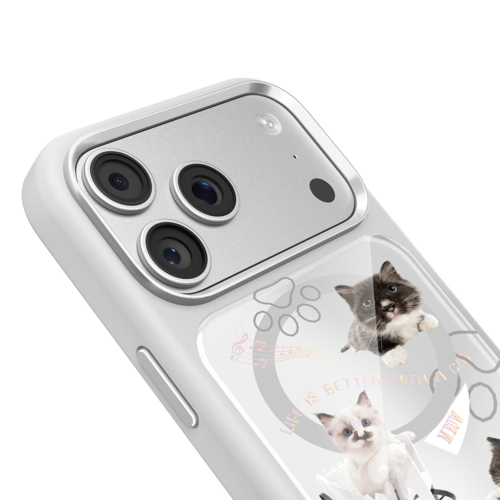 Apple iPhone 17 Pro Kılıf M-safe Şarj Özellikli 3D Baskılı Tasarım Mutural The Cat Serisi Kapak