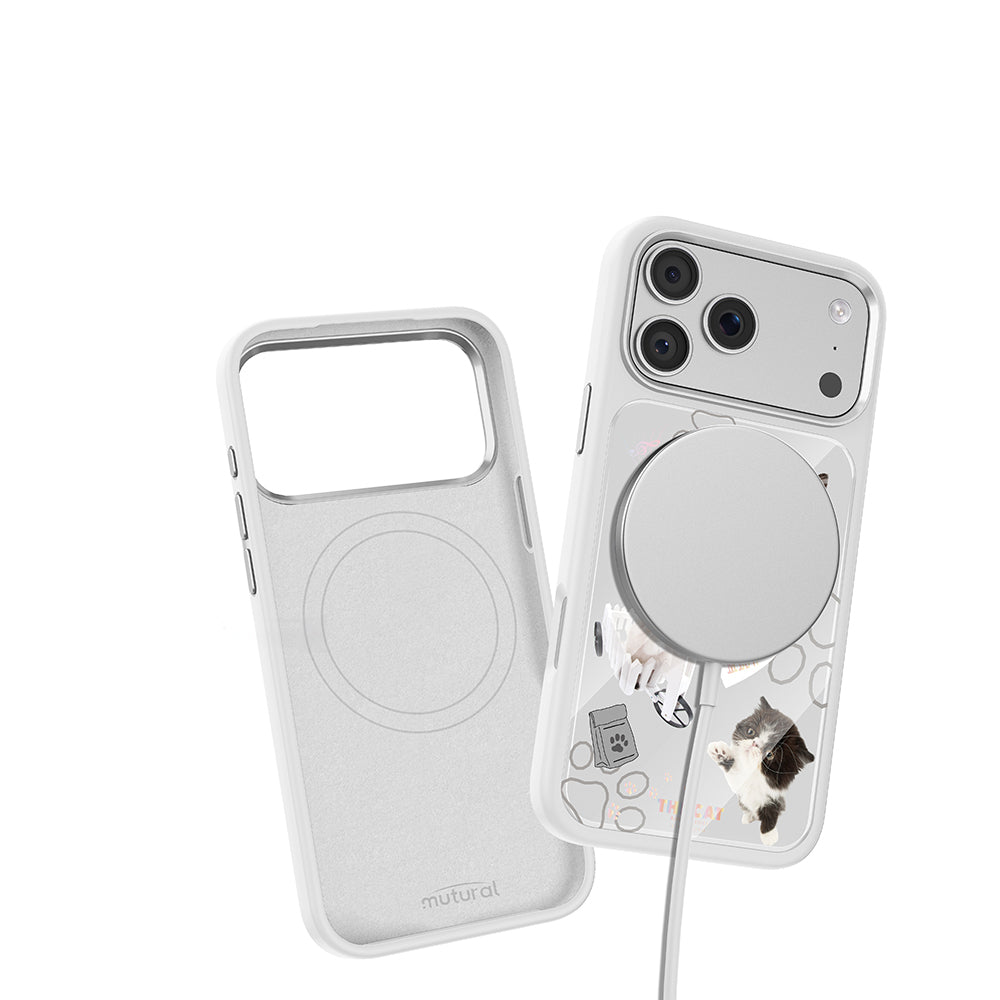 Apple iPhone 17 Pro Kılıf M-safe Şarj Özellikli 3D Baskılı Tasarım Mutural The Cat Serisi Kapak