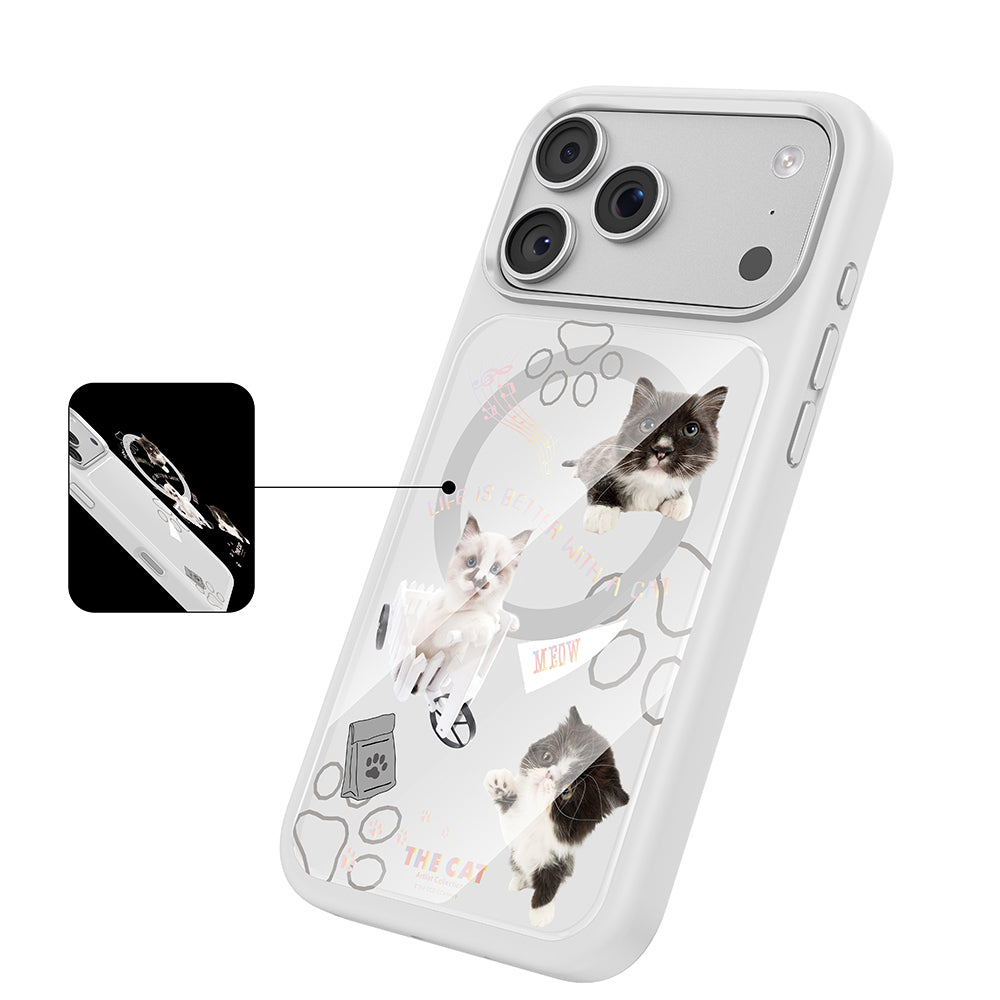 Apple iPhone 17 Pro Kılıf M-safe Şarj Özellikli 3D Baskılı Tasarım Mutural The Cat Serisi Kapak