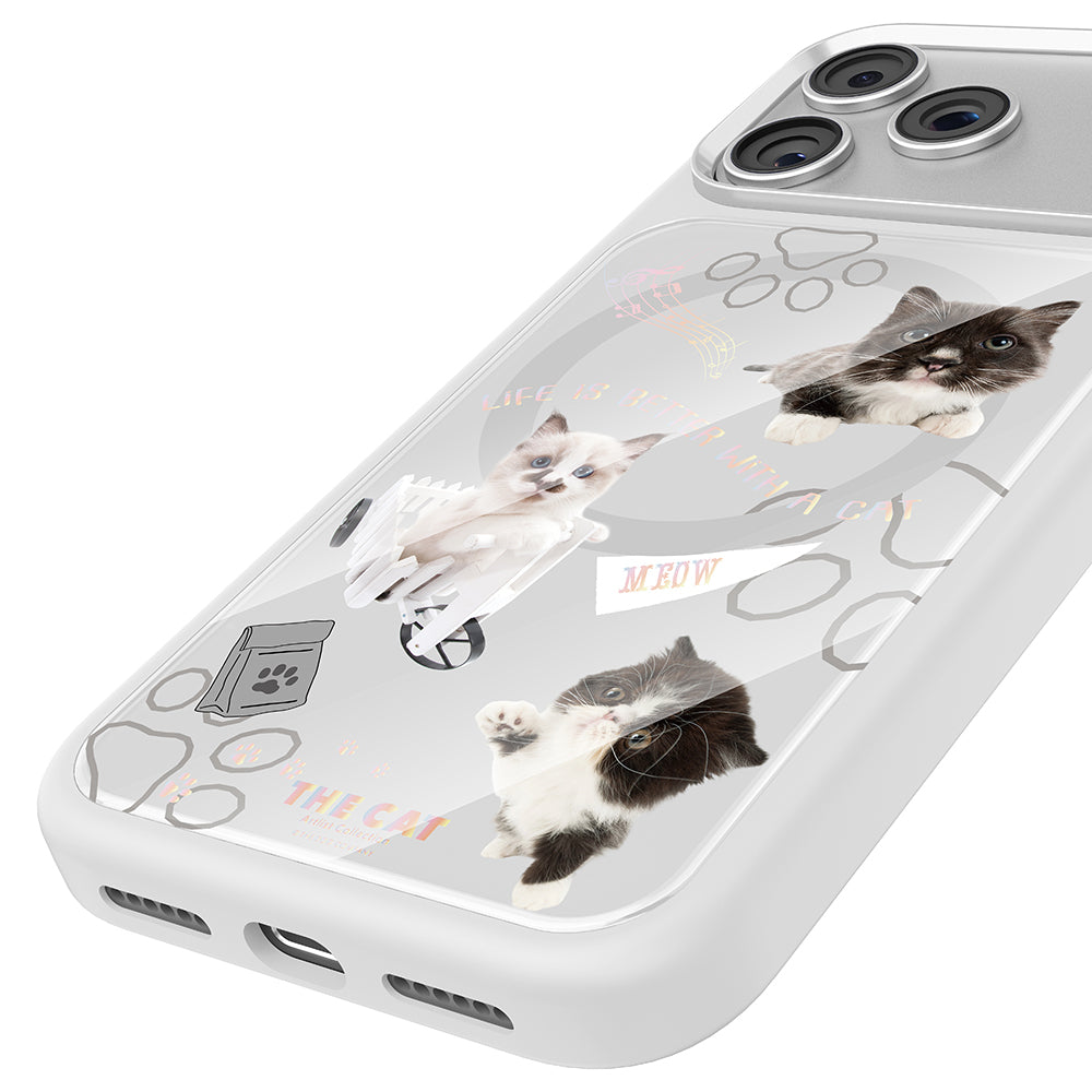 Apple iPhone 17 Pro Kılıf M-safe Şarj Özellikli 3D Baskılı Tasarım Mutural The Cat Serisi Kapak