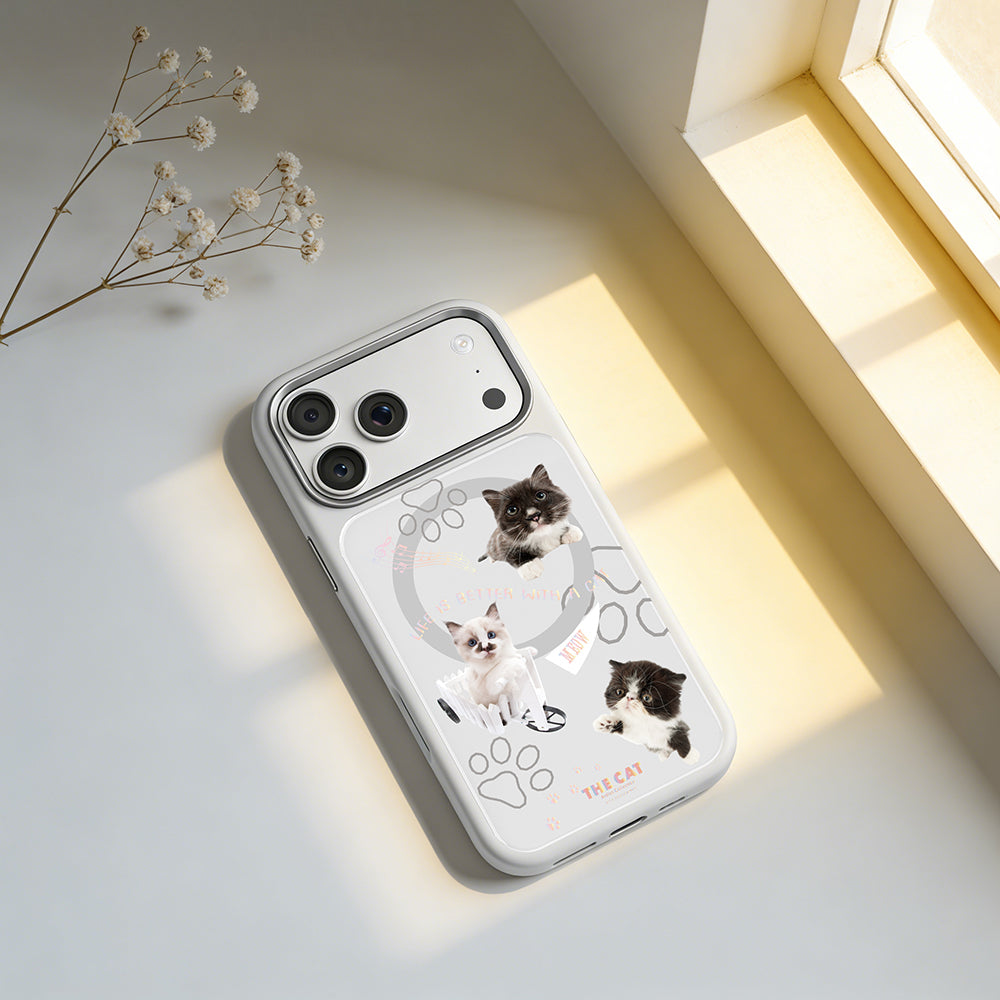 Apple iPhone 17 Pro Kılıf M-safe Şarj Özellikli 3D Baskılı Tasarım Mutural The Cat Serisi Kapak