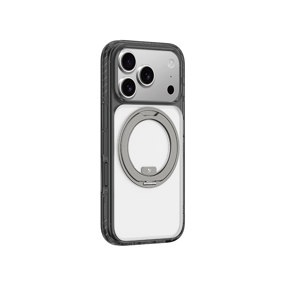 Apple iPhone 17 Pro Kılıf M-Safe Şarj Özellikli Airbag Tasarımlı Standlı AmazingThing Titan Pro MagSpin Kapak Mavi