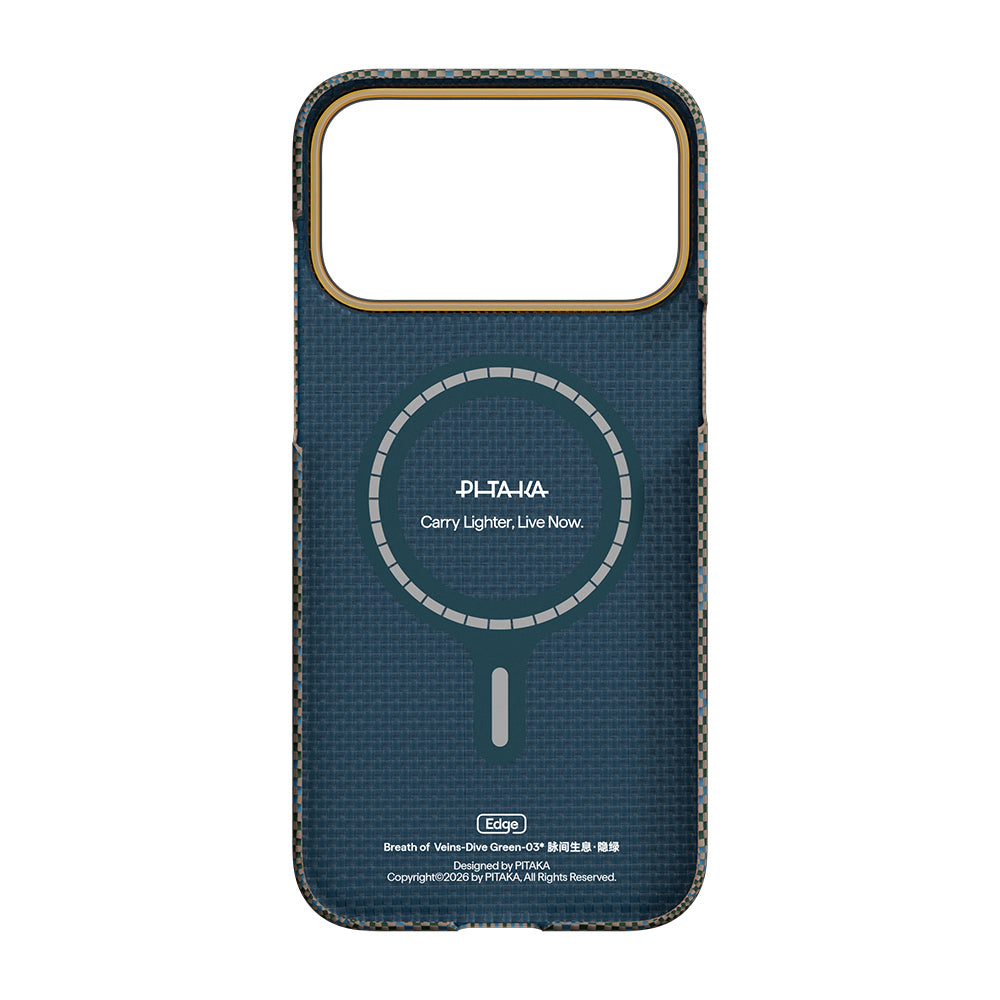 Apple iPhone 17 Pro Kılıf M-safe Şarj Özellikli Aramid Karbon Fiber Pitaka Breath of Veins Serisi Kapak