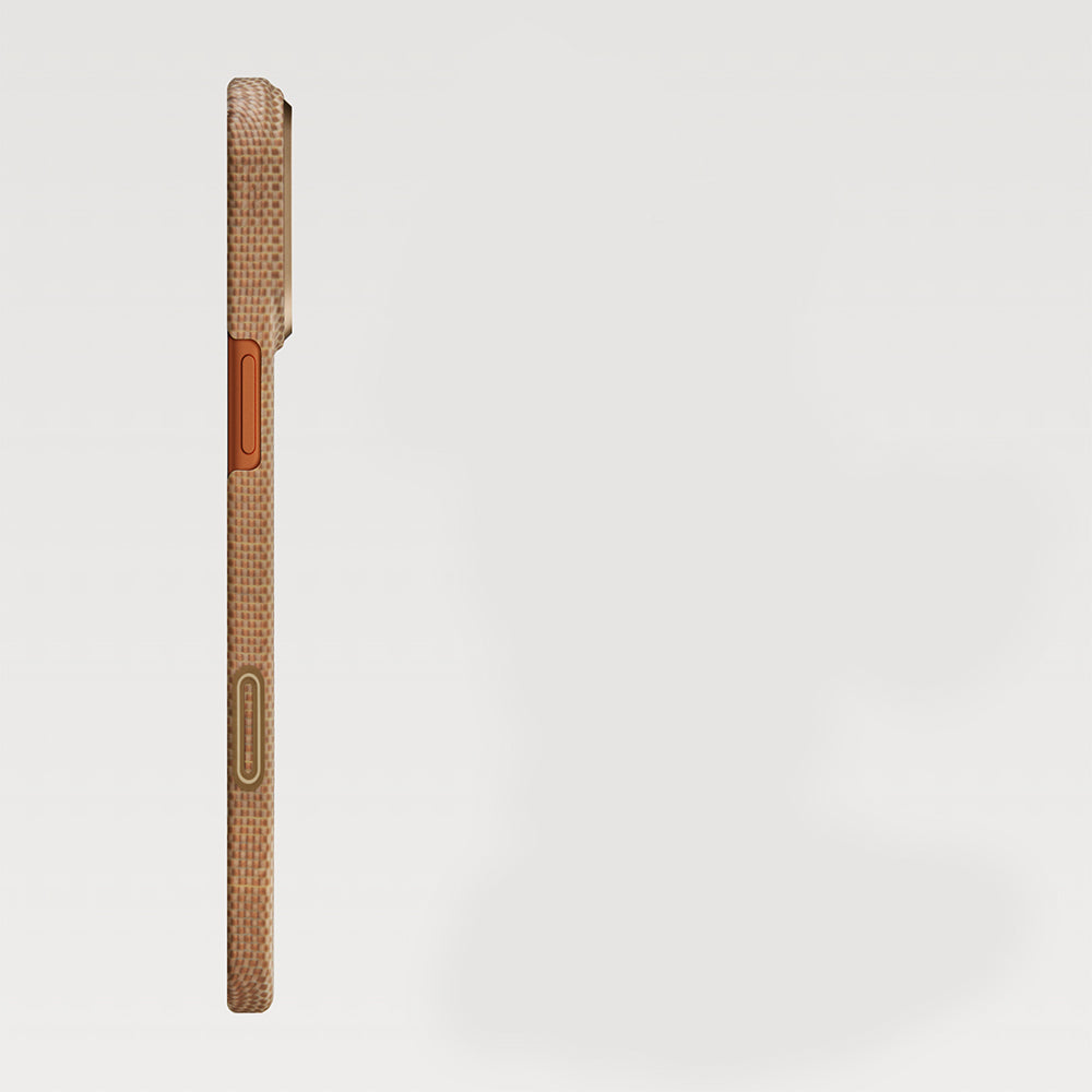 Apple iPhone 17 Pro Kılıf M-safe Şarj Özellikli Aramid Fiber Pitaka Glints of Gold Ultra Slim Serisi Kapak Mavi