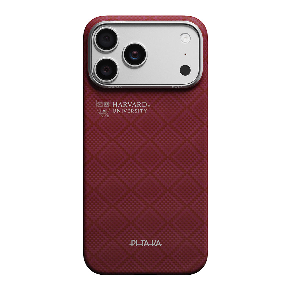 Apple iPhone 17 Pro Kılıf M-safe Şarj Özellikli Aramid Karbon Fiber Pitaka Harvard University Serisi Kapak