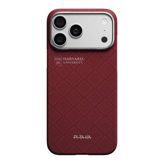 Apple iPhone 17 Pro Kılıf M-safe Şarj Özellikli Aramid Karbon Fiber Pitaka Harvard University Serisi Kapak