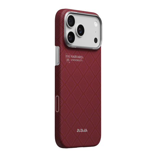 Apple iPhone 17 Pro Kılıf M-safe Şarj Özellikli Aramid Karbon Fiber Pitaka Harvard University Serisi Kapak