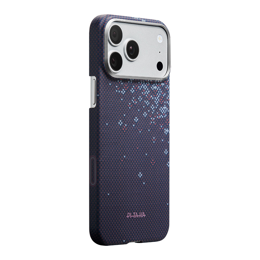 Apple iPhone 17 Pro Kılıf M-safe Şarj Özellikli Aramid Karbon Fiber Pitaka Sakura Hours Serisi Kapak