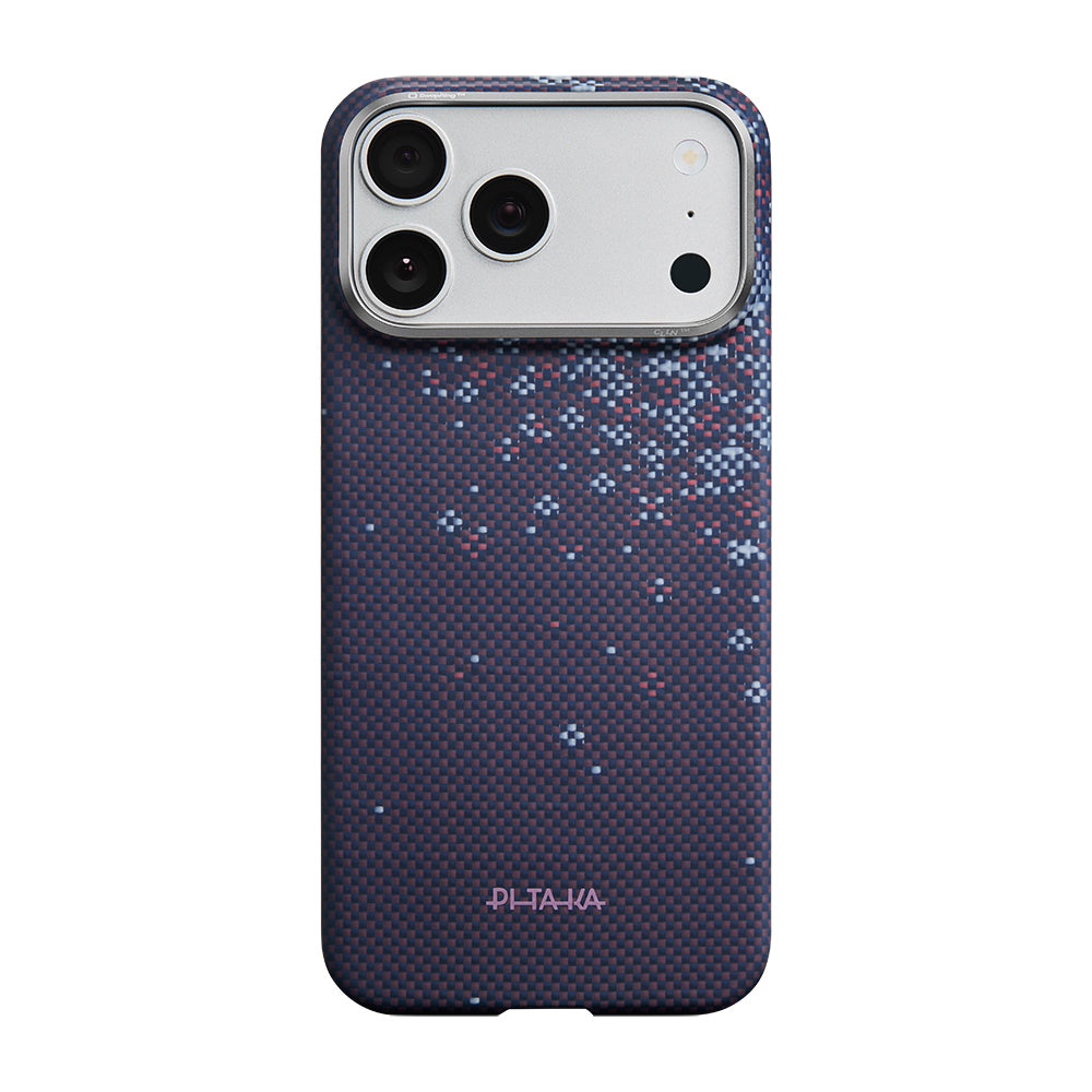 Apple iPhone 17 Pro Kılıf M-safe Şarj Özellikli Aramid Karbon Fiber Pitaka Sakura Hours Serisi Kapak