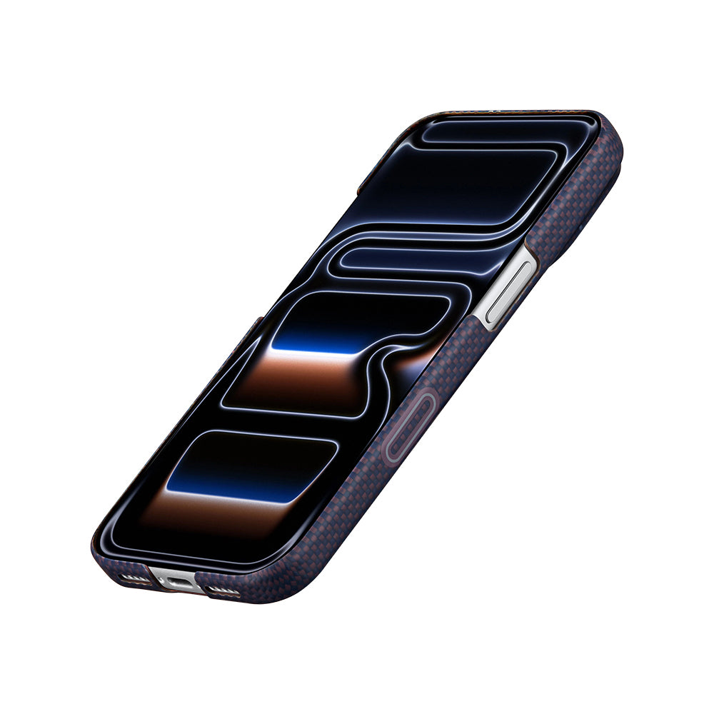 Apple iPhone 17 Pro Kılıf M-safe Şarj Özellikli Aramid Karbon Fiber Pitaka Sakura Hours Serisi Kapak